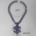 Men’s Jewelry Set Fashion New Purple Diamond Studded Exaggerated Nightclub Dollar Dollar Symbol Pendant Jewelry Domineering Cuban Necklace_ipsvogv.com