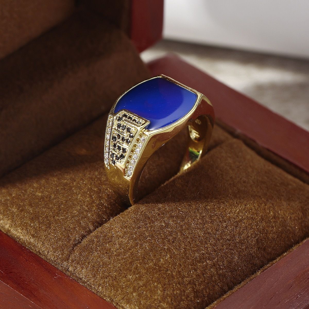 Hip Hop Style Business Black Enamel Micro Set Zircon Simulated Diamond Trendy Men's Jewelry Ring_ipsvogv.com