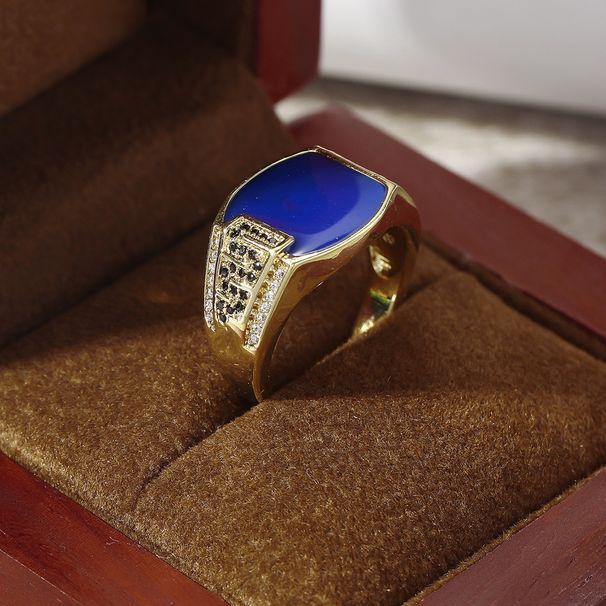Hip Hop Style Business Black Enamel Micro Set Zircon Simulated Diamond Trendy Men's Jewelry Ring_ipsvogv.com