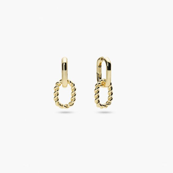 Gold Double Ring Twist Earrings New Geometric Square Ear Buckle Simple Round Earrings_ipsvogv.com