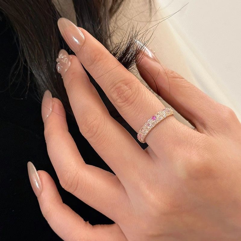 Spring Blossoms "Micro Inlaid Pink Zircon 2025 New High End Ring, Small Luxury Finger Ring_ipsvogv.com