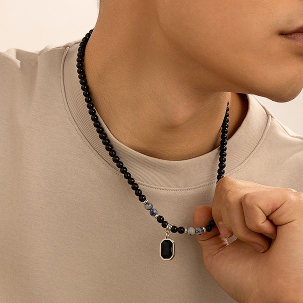 Tiger Stone Beaded Necklace For Hip Hop, Small Elegant, Simple And Personalized Men's Collarbone Chain Accessories_ipsvogv.com