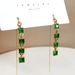 Cao Shi's Emerald Small Square Tassel Earline Personalized Face Show Thin Mesh Red Earrings Fashion Trend Earrings_ipsvogv.com