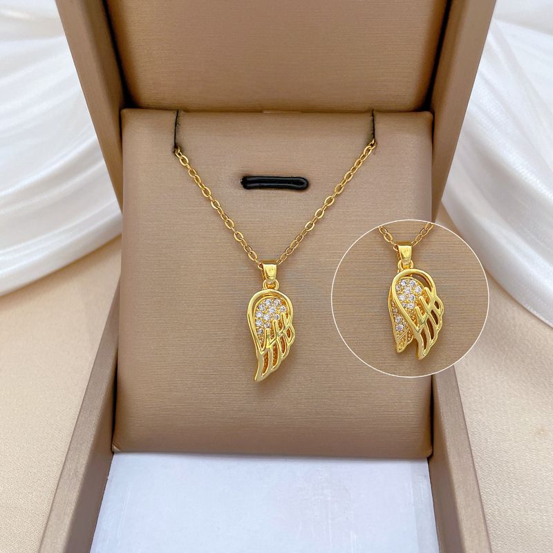 【 Titanium Steel 】 Stranded Wings, Feathers, Light Luxury Temperament, Gorgeous Diamond Necklace, Women's Versatile_ipsvogv.com