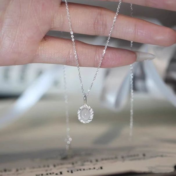 S Pure Silver Cloud Water Rumor White Jade Marrow Necklace Ins Niche Light Luxury High-end Exquisite Temperament_ipsvogv.com