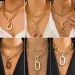 Hip Hop Personality Chain Multi Layered Necklaces Fashionable Cuba Geometric Metal Buckle Clavicular Couple Choker_ipsvogv.com