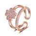 Korean Multi Layered Open Women's Lucky Clover Micro Set Zircon Middle Index Finger Ring Couple Jewelry_ipsvogv.com