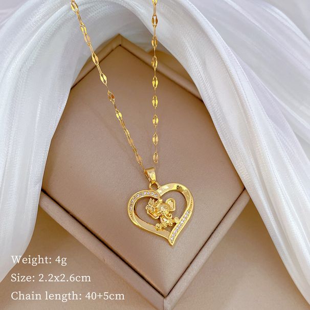 【 Titanium Steel 】 Love Elephant Light Luxury Temperament Gorgeous Full Diamond Necklace Women's Versatile Collarbone_ipsvogv.com