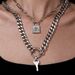 Double Layer Cuban Chain Necklace Retro Punk Lock Key Pendant Clavicle Chain Multi Layer Stacking Sweater Chain Female_ipsvogv.com
