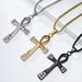 Ancient Egyptian life symbol stainless steel ankh cross necklace jewelry T shaped cross pendant_ipsvogv.com
