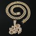 Wind exaggeration full diamond letter pendant necklace jewelry trend men's Cuban bone chain accessories_ipsvogv.com