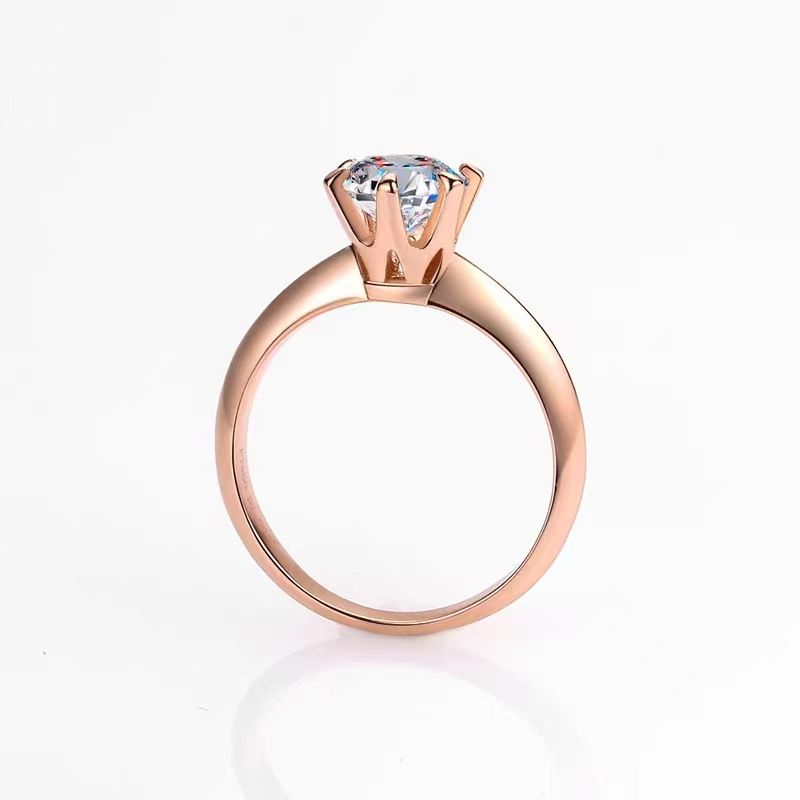 1 Carat Ring Plated With Rose Gold T House Six Claw Female Ins Trend Classic Fashion Wedding Proposal Ring_ipsvogv.com