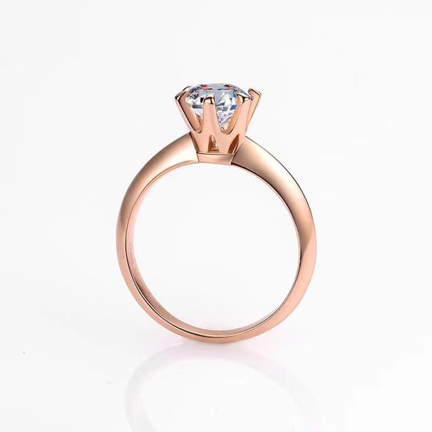 1 Carat Ring Plated With Rose Gold T House Six Claw Female Ins Trend Classic Fashion Wedding Proposal Ring_ipsvogv.com
