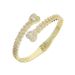 Women's Jewelry Heart-Shaped Open Bangle Bracelet With Zircon Stones, Trendy Hip Hop Fashion Accessory For Women, Sizes 58-62mm_ipsvogv.com