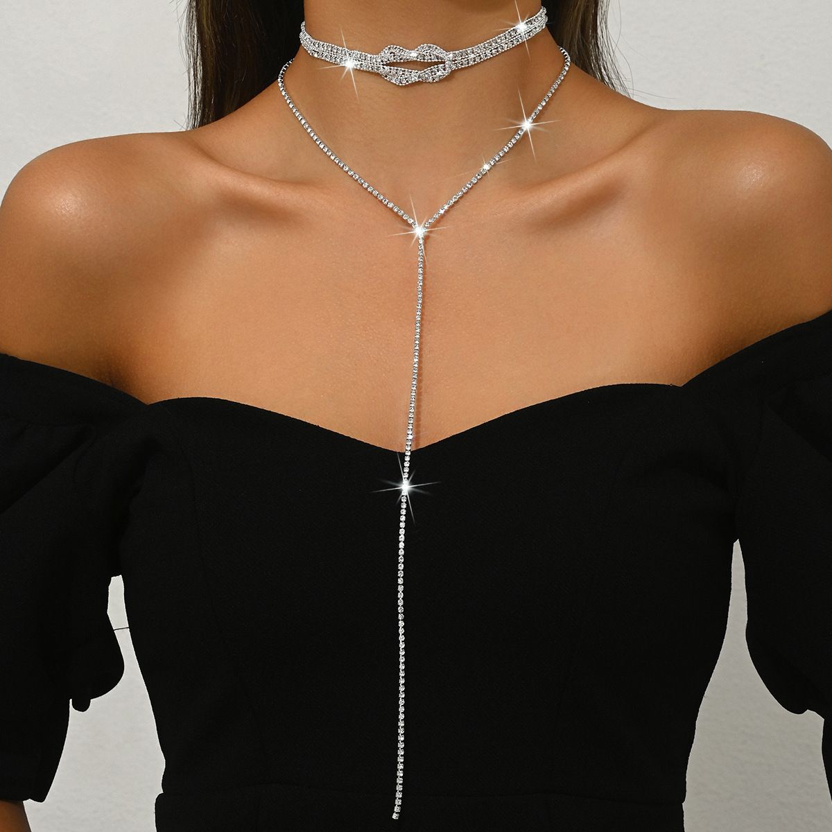 Double Layer Y-Shaped Metal Clavicle Chain - Trendy Layered Necklace For Women_ipsvogv.com