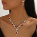 New Bride Crystal Flower Jewelry Set Fashion Banquet Wedding Dress Necklace Accessories_ipsvogv.com