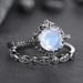 Sanjie Women's Creative Black Warrior Jewelry Couple Pair Simple Moonstone Flower Ring_ipsvogv.com