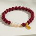 Natural Mineral High Content Purple Gold Cinnabar Pearl Bracelet, New Chinese Fu Brand National Style Bracelet Jewelry_ipsvogv.com