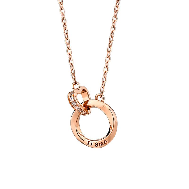 Mobius ring necklace for women double ring clavicle chain temperament light luxury titanium steel ring chain_ipsvogv.com
