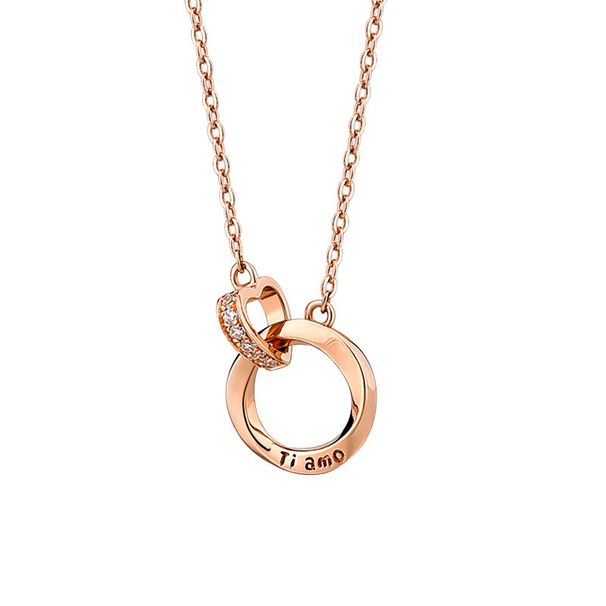 Mobius ring necklace for women double ring clavicle chain temperament light luxury titanium steel ring chain_ipsvogv.com