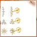 Hot Sales Real Gold Brass Electroplating Simple And Exquisite Small Eight Pointed Star Three Petal Leaf Earrings Three Piece Set_ipsvogv.com