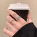 New Minimalist Color Heart With Niche Design, Exquisite Opening Personalized Index Finger Ring, Versatile Ring_ipsvogv.com