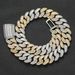 Unisex Hip Hop Necklace Rose Gold Two Tone 20mmT Square Zircon Miami Cuban Chain Men's Necklace_ipsvogv.com