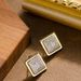 Internet Celebrity Fashion Bronze Zircon Geometric Square For Women, Exquisite And Versatile Silver Needle Earrings With_ipsvogv.com