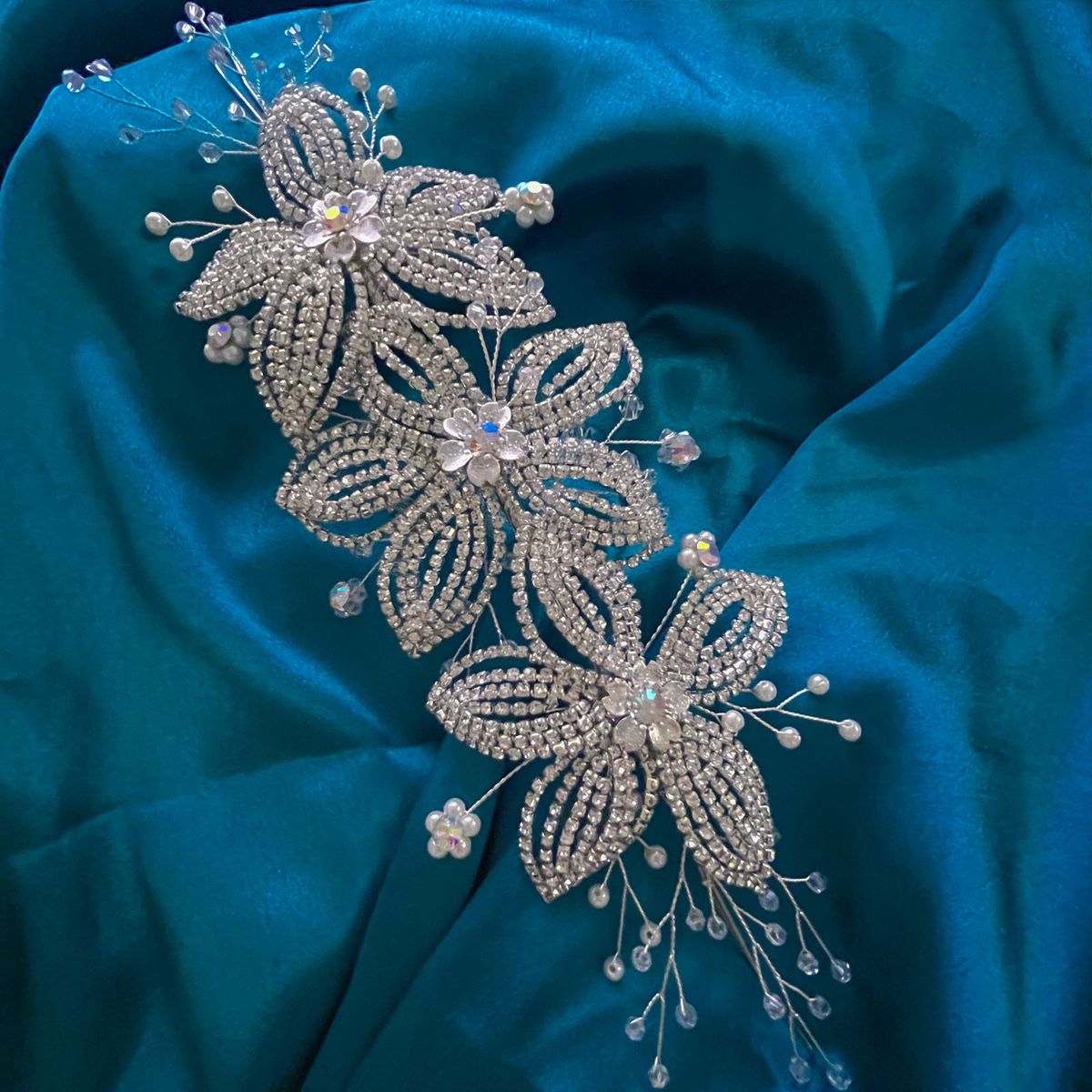 Hot Selling Bridal Headdress, Handmade Claw Chain Leaf Hair Crown, Crystal Flower Light Luxury Heavy Industry Hair Accessories_ipsvogv.com