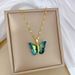 【 】 Dazzling Blue Butterfly Light Luxury Charm Gorgeous Full Diamond Necklace Women's Versatile Clavicle Titanium Steel_ipsvogv.com