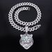 Unisex Domineering Alloy Three Dimensional Full Diamond Tiger Head Pendant Men's Hip Hop Cool Personality Diamond Necklace_ipsvogv.com