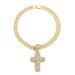 Personalized Hip-hop Rock Sugar Cross Pendant, Perfect Diamond Studded Alloy Cuban Necklace, Men's Jewelry_ipsvogv.com