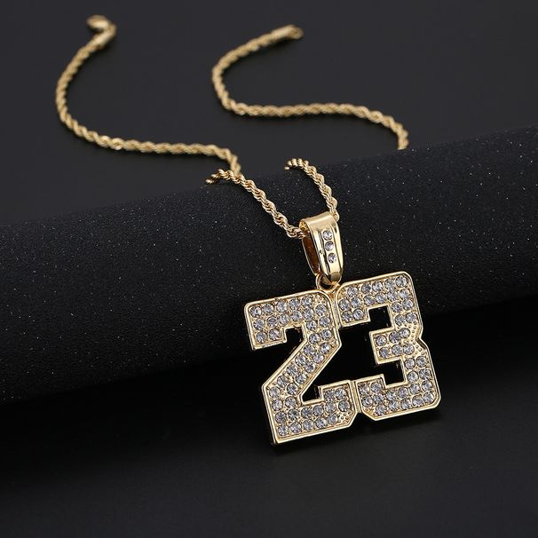 Unisex Hot Selling Hip Hop Jewelry Diamond Basketball 23 Pendant Fashion Unisex Necklace_ipsvogv.com