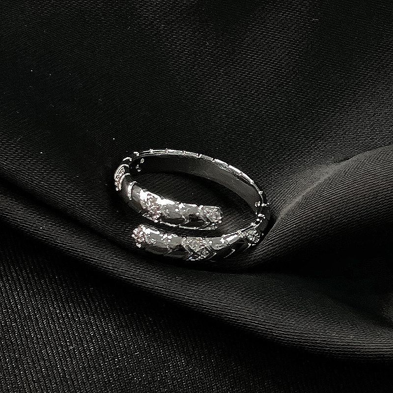 niche Snake Shaped Broken New Design Diamond Zircon Open Ring, Fashionable High-end, Versatile, Layered And Personalized Ring, High-end, Versatile,_ipsvogv.com