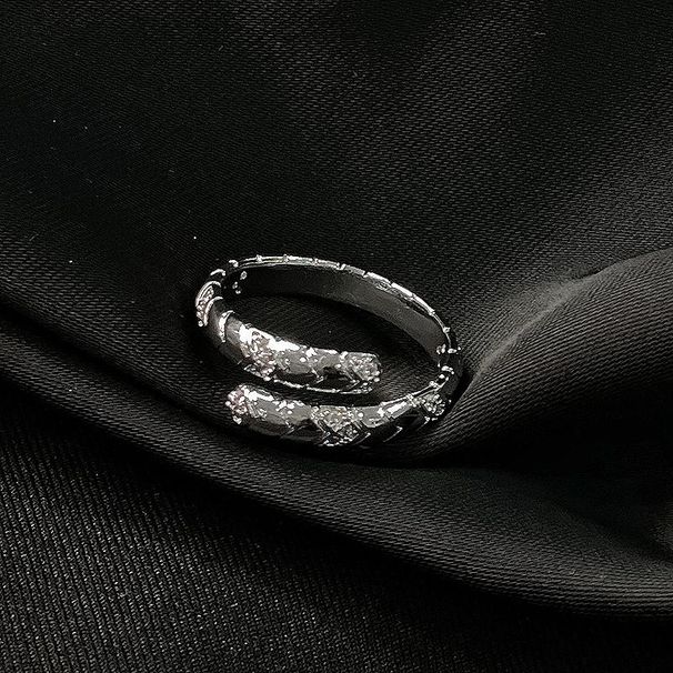 niche Snake Shaped Broken New Design Diamond Zircon Open Ring, Fashionable High-end, Versatile, Layered And Personalized Ring, High-end, Versatile,_ipsvogv.com