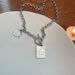 Titanium Steel Colorless Temperament Fashion Accessories Hip Hop Necklace ins Cool Wind Letter Square Plate Collar Chain_ipsvogv.com