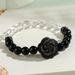 Natural Black Tourmaline, White Crystal, Silver Obsidian, Rose Bracelet, Fashionable Women's Bracelet Accessory_ipsvogv.com