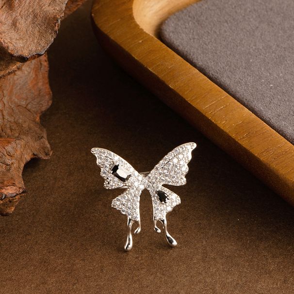 Super Immortal Exquisite And Dynamic Diamond Inlaid Butterfly Women's New Niche Design, Adjustable Opening For Food Ring_ipsvogv.com