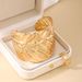2 piece set retro fashion elegant women's metal texture leaf ladies bracelet ring jewelry set_ipsvogv.com