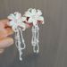 Exaggerated Personality Fashion White Flower Pearl Long Tassel Earrings Exquisite Light Luxury Atmosphere Banquet Unique Earrings_ipsvogv.com