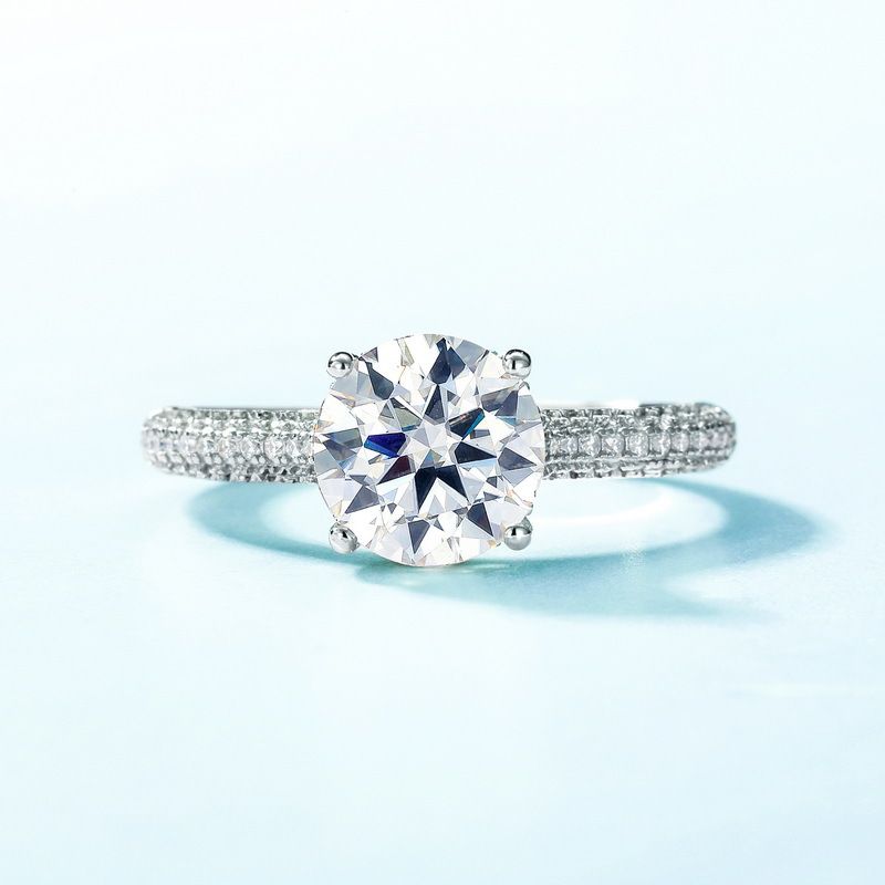 Four Claw Inlaid Brilliant Moissanite Ring S925 Silver Full Inlaid Colored Gemstone Engagement Ring_ipsvogv.com