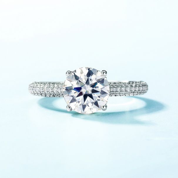 Four Claw Inlaid Brilliant Moissanite Ring S925 Silver Full Inlaid Colored Gemstone Engagement Ring_ipsvogv.com