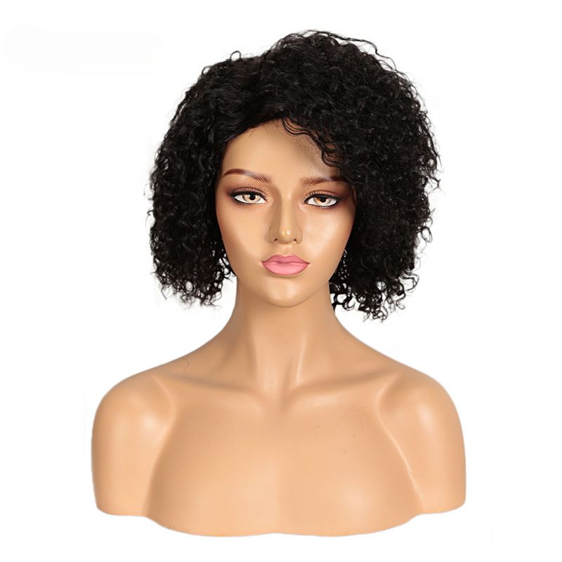 Short Bob Curly No Lace 10in 100% Human Hair Glueless Wig_ipsvogv.com