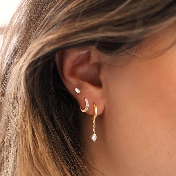 Unisex Hot Sales Real Gold Brass Electroplating Inlaid Zircon Geometric Hoop Earrings Full Diamond Leaf Earrings Set_ipsvogv.com