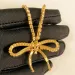 Paris B Brand Bowknot designer necklace for women gold geometry woman sweet bow knot chain choker shine nature diamond_ipsvogv.com