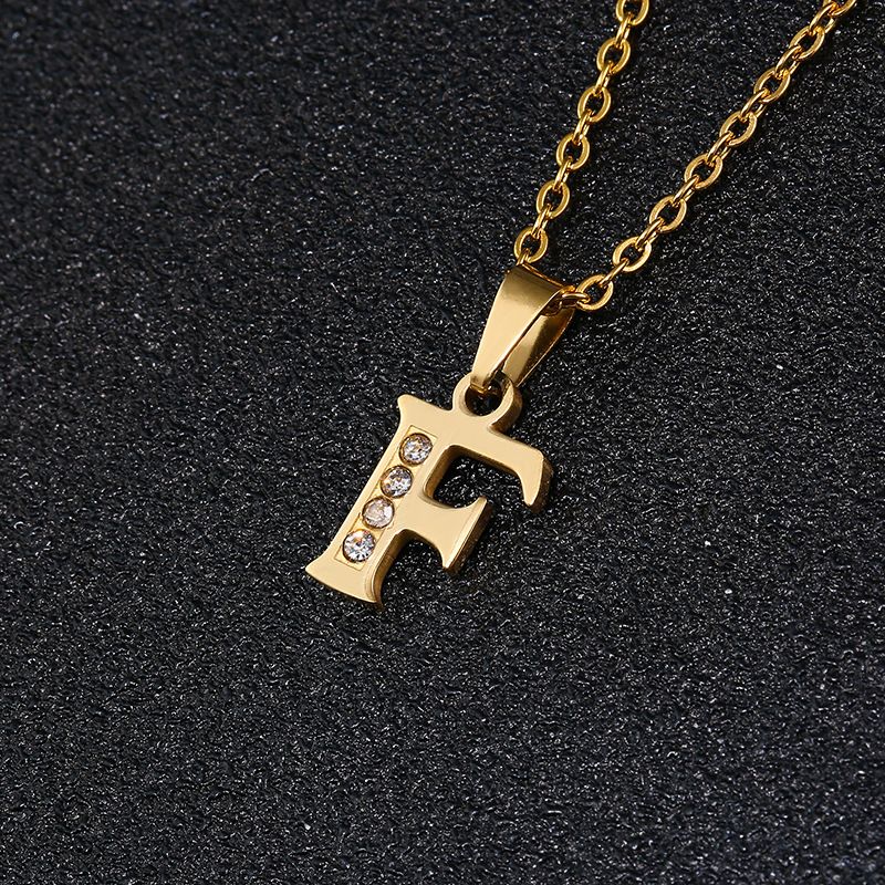 Letter necklace for female students Korean version simple small couple girlfriends 26 lucky English letter pendant clavicle chain_ipsvogv.com