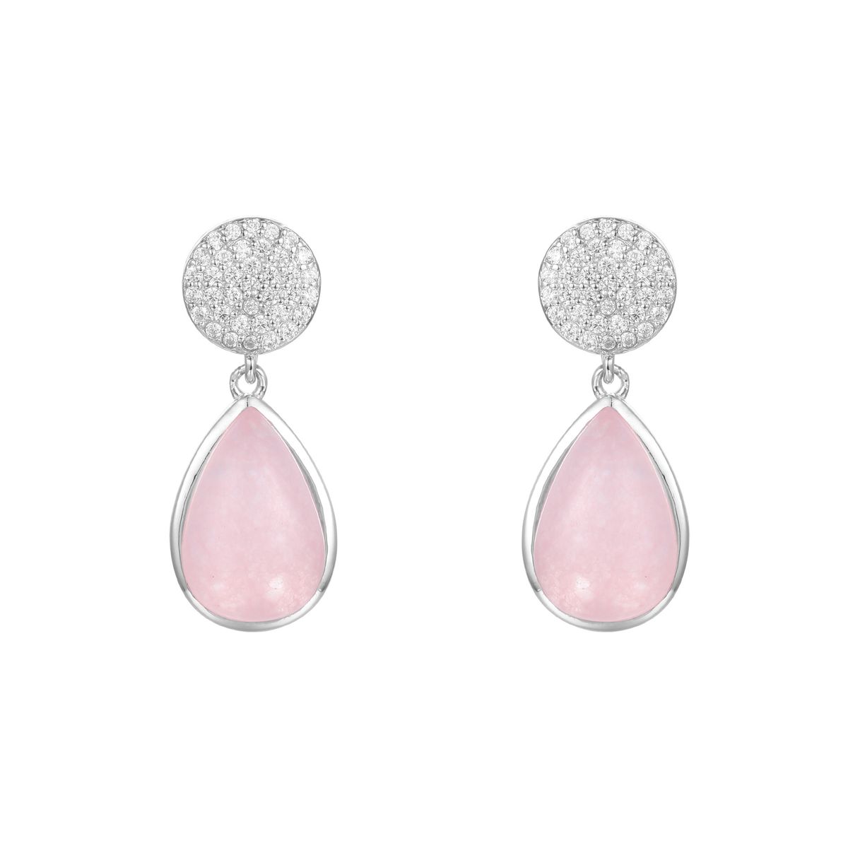 New Luxury Jewelry Accessories Rose Quartz Gem Earrings French Romantic S925 Silver Inlaid Natural Colored Gem Earrings_ipsvogv.com
