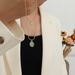 French Style High-end Feeling, Niche And Versatile Gold Lock Bone Chain, Cat's Eye Stone Oval Pendant, Titanium Steel_ipsvogv.com