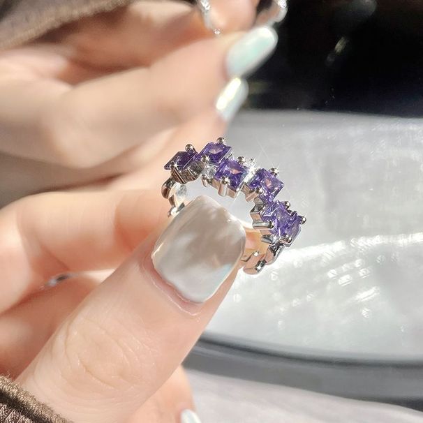 y2k Zircon Purple Open Star Lucky Ins Niche Design Sense Finger Light Luxury Ring_ipsvogv.com