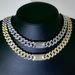 Unisex Hip Hop Trendy 10 Rhombus Flip Cuban Chain Full Of Diamond Necklace Large Gold Chain_ipsvogv.com